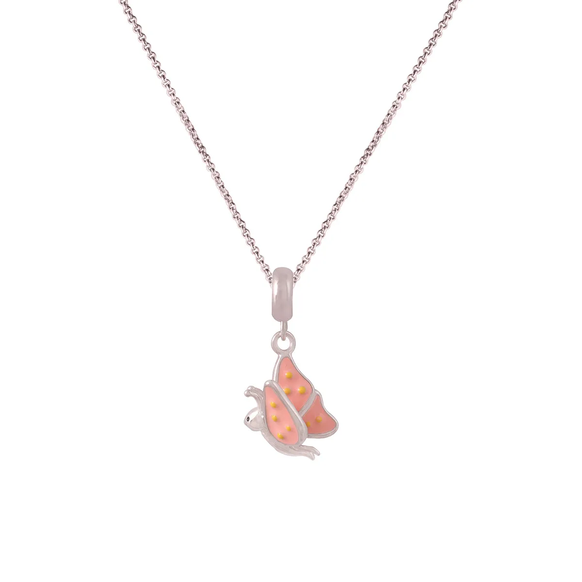 925 Sterling Silver Peach Butterfly Pendant