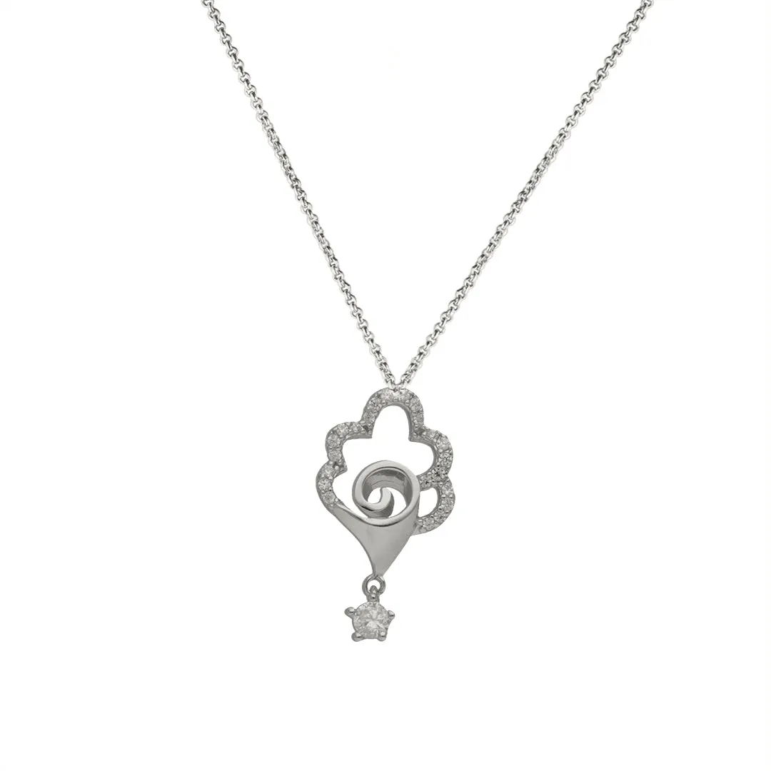 925 Sterling Silver Silver Floral Pendant
