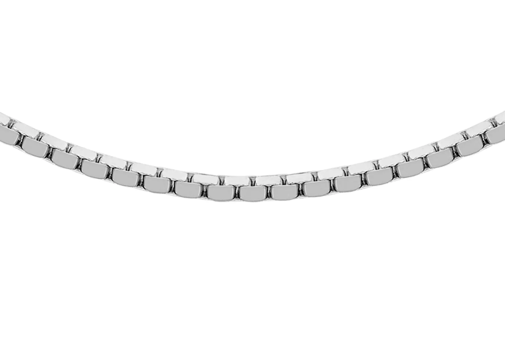 9ct White Gold Mirror Box Chain 18"