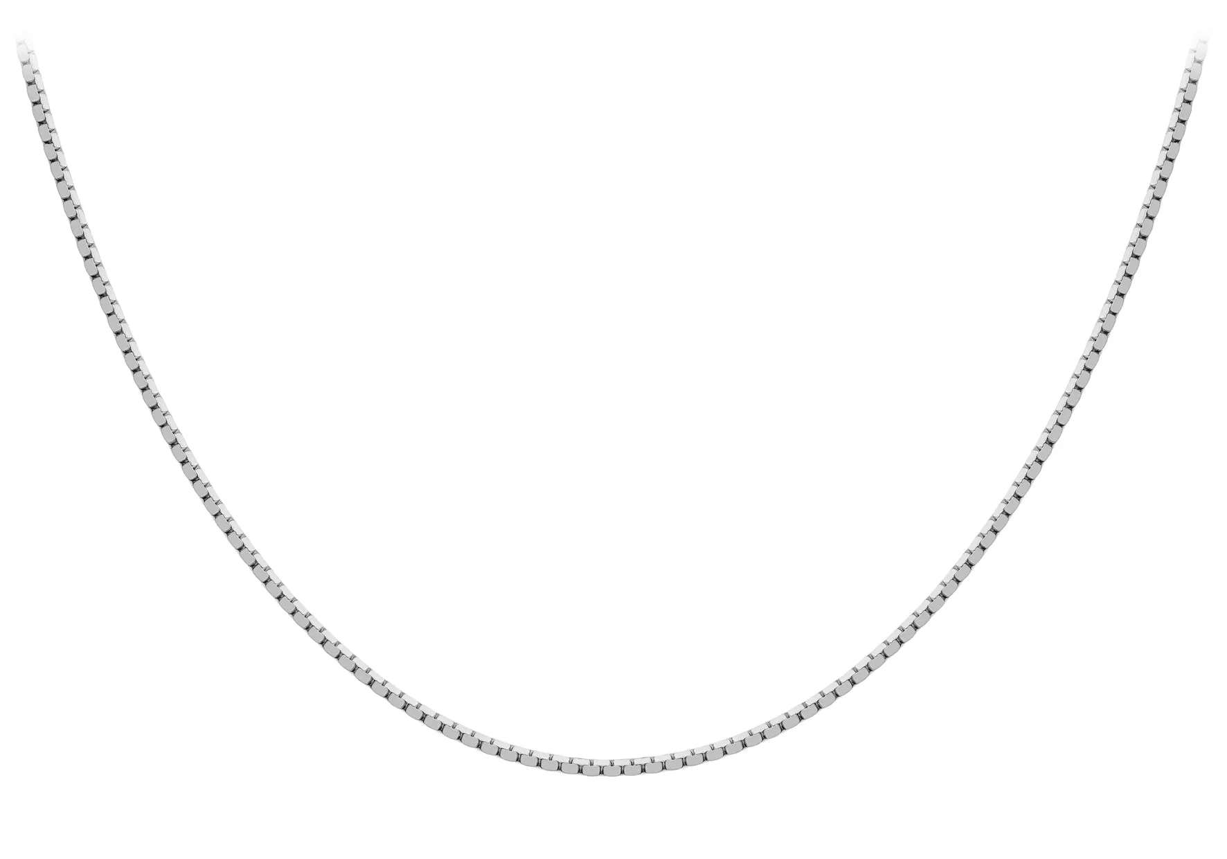9ct White Gold Mirror Box Chain 18"