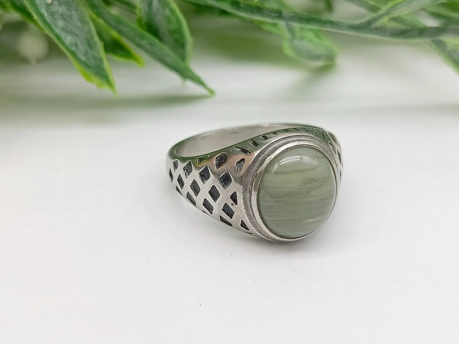 Actinolite Intricate Titanium Ring