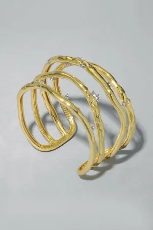 Alexis Bittar Brut Gold Crystal Thorn Orbit Cuff Bracelet