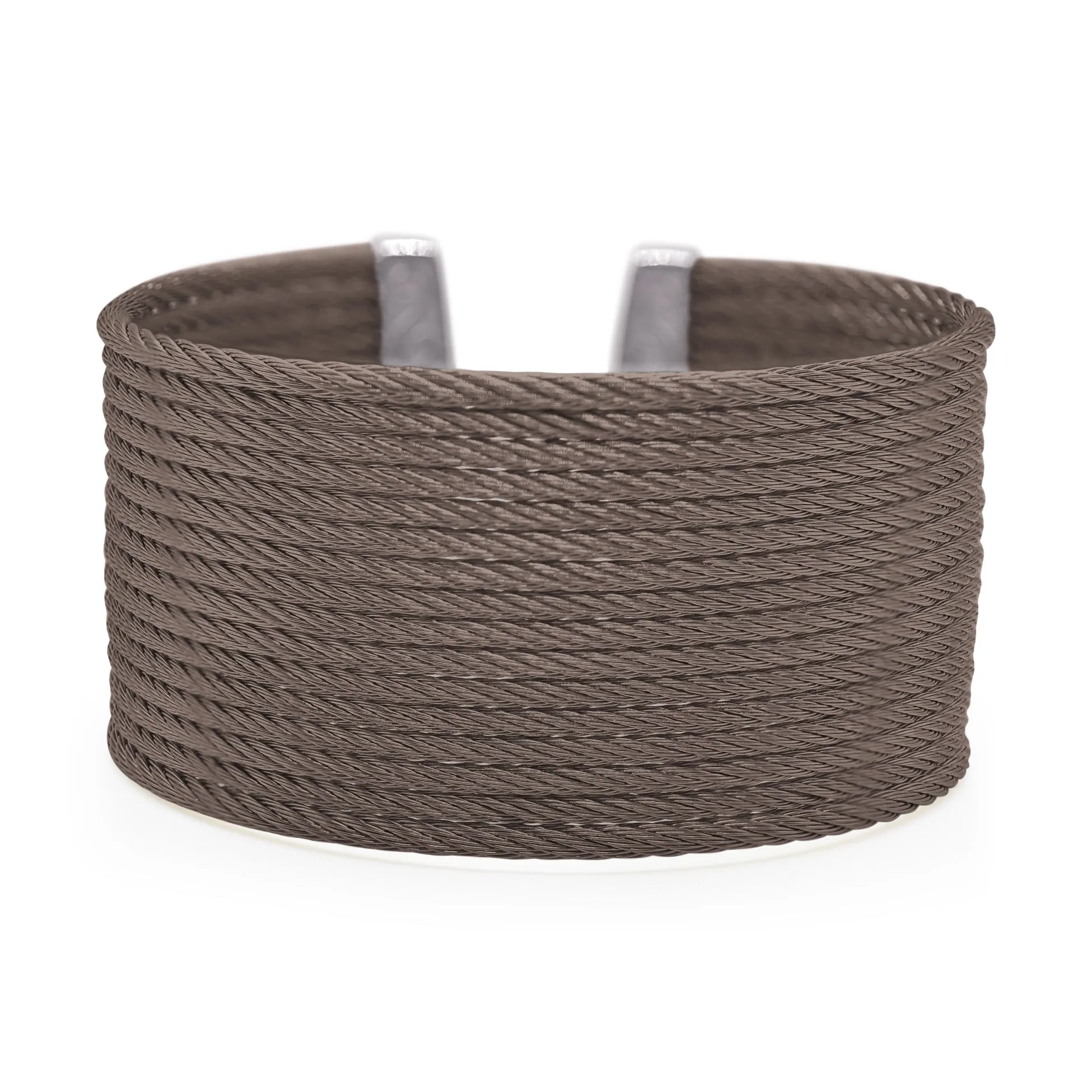 ALOR Chocolate Cable Stainless Steel 16-Row Cuff Bracelet
