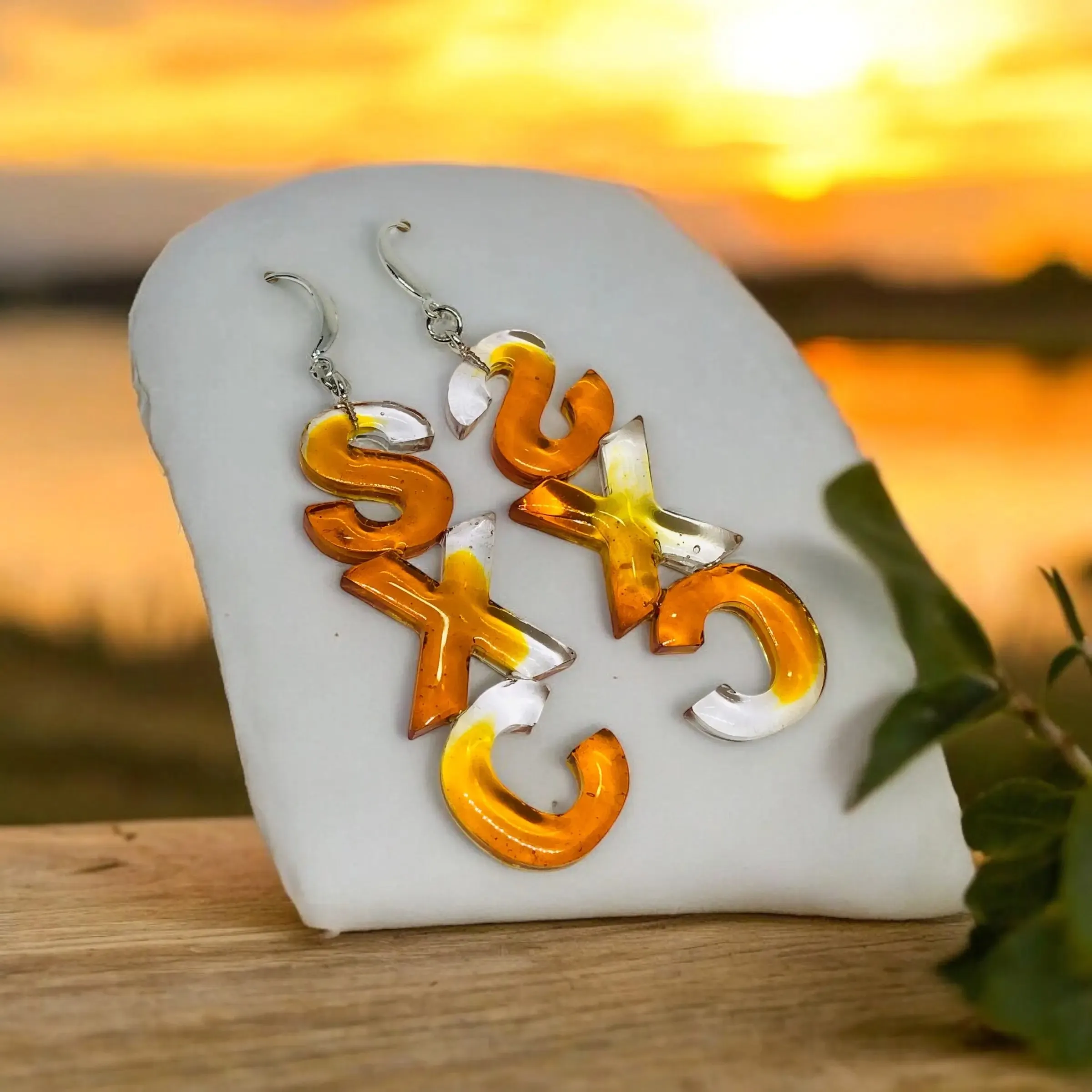 Amber SXC Script Earrings