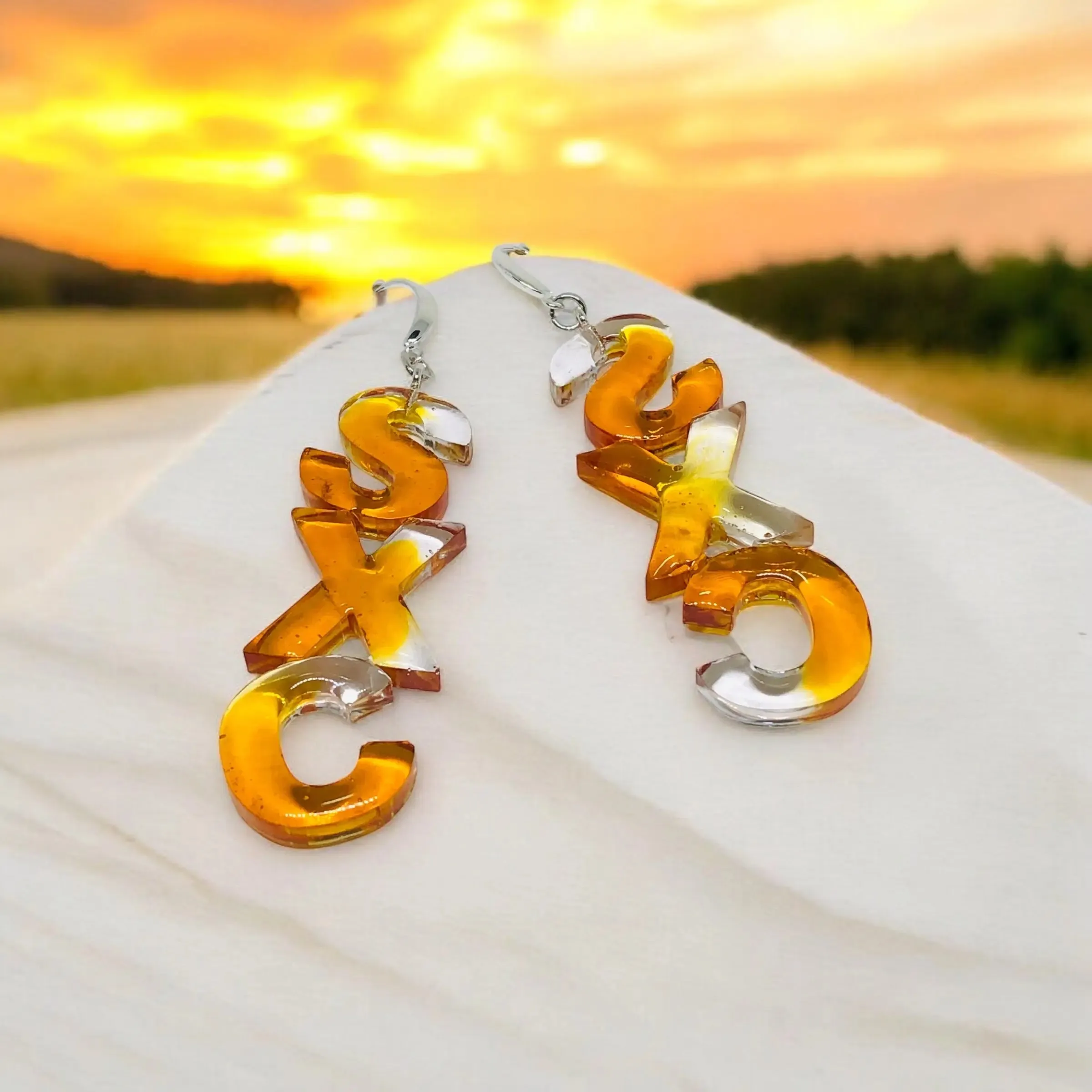 Amber SXC Script Earrings