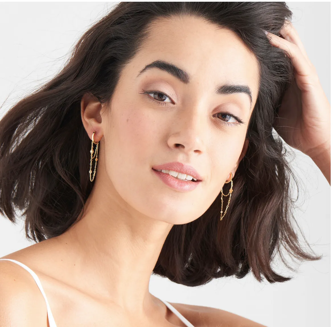 ANIA HAIE- Silver Bohemia Chain Drop Mini Hoops