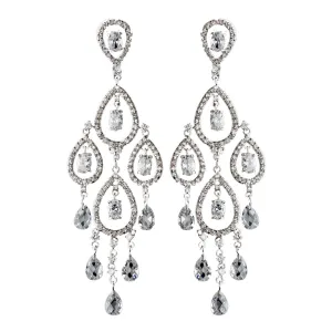 Antique Silver Clear CZ Cystal Chandelier Earring Set 5344