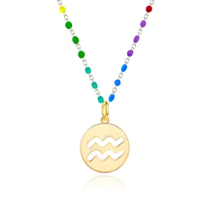 Aquarius Zodiac Enamel Chain Pendant