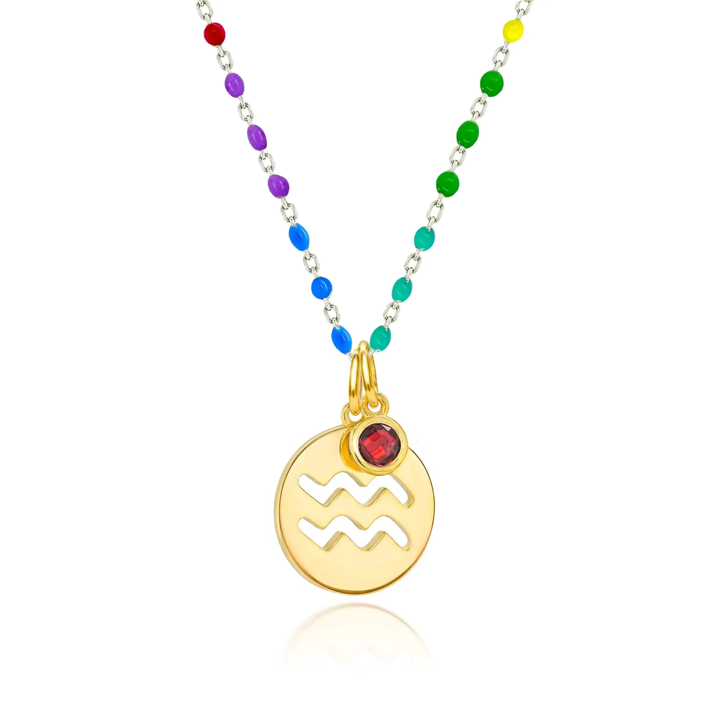 Aquarius Zodiac Enamel Chain Pendant