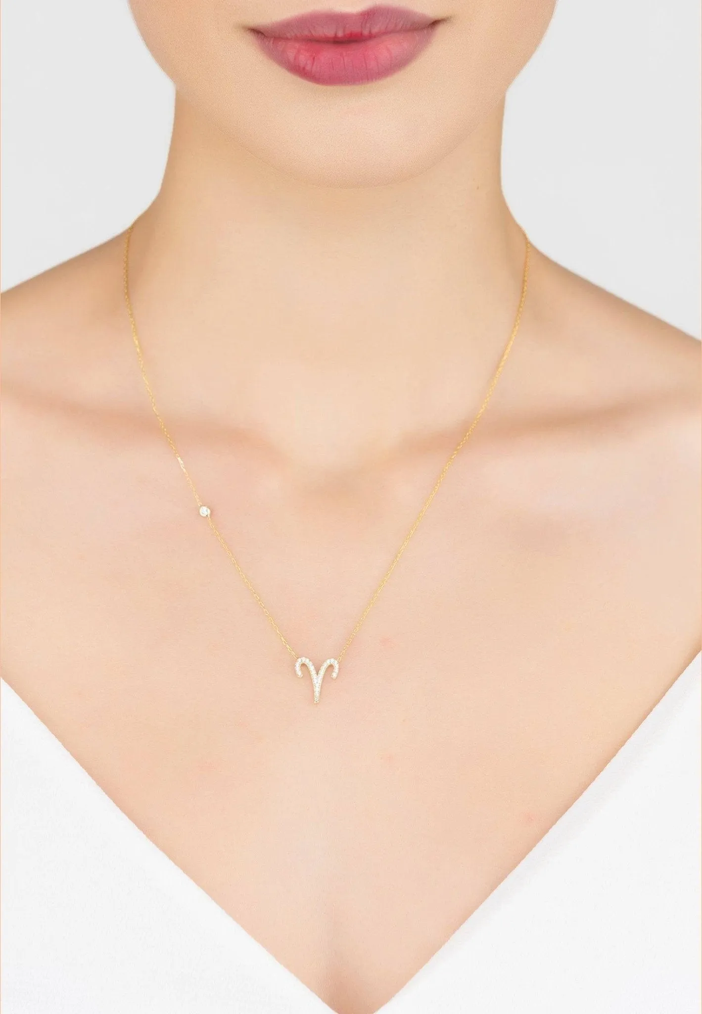 Aries Zodiac Pendant Necklace Dipped in Gold