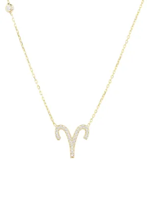 Aries Zodiac Pendant Necklace Dipped in Gold