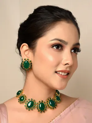 Aurora Green Natural Stone Necklace Set