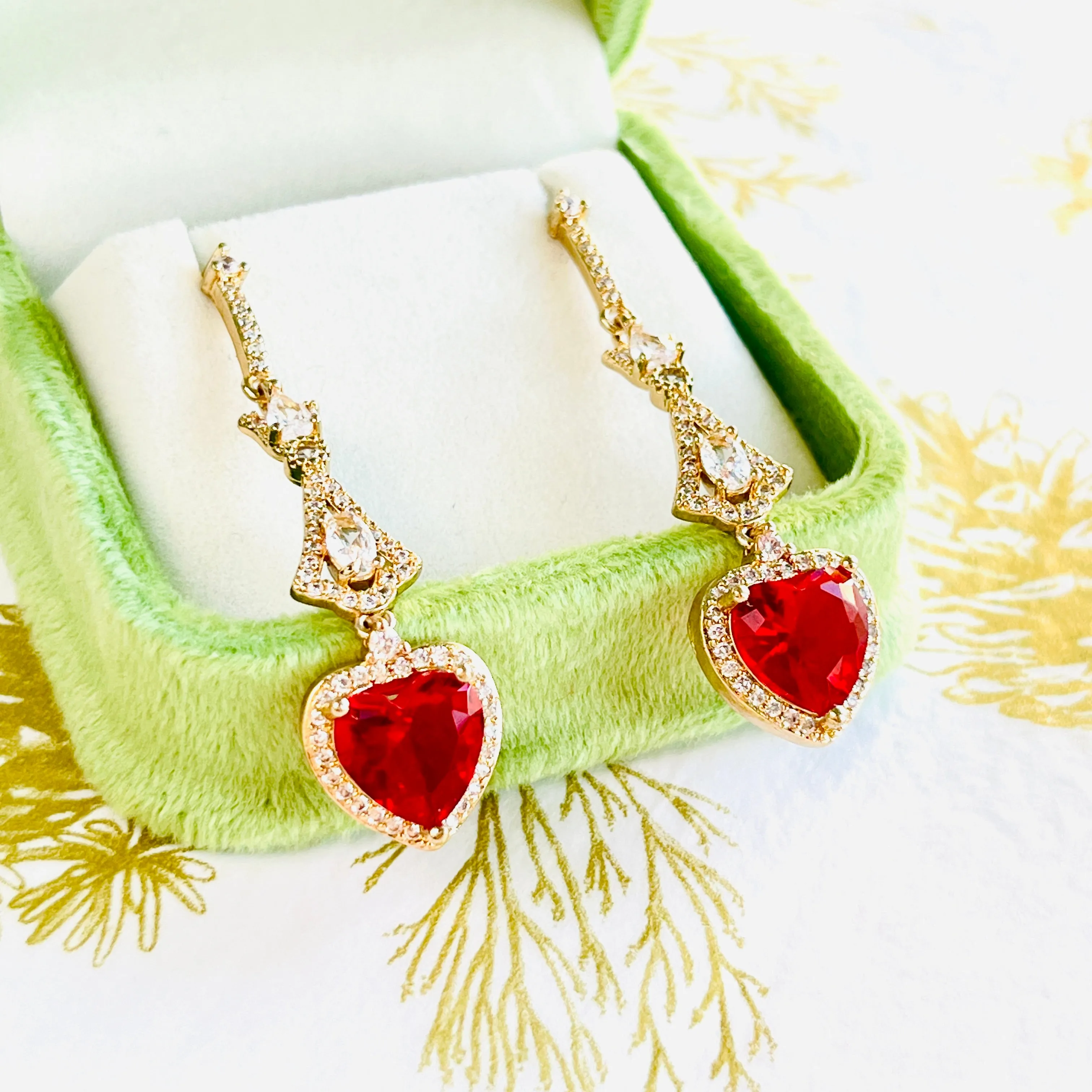 Austrian Dance Red Heart Dangle Earrings