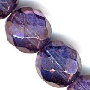 b11-pp-0792-8mm amethyst luminescent firepolish rounds. 8mm. Pkg of 10