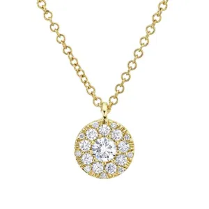 Bella Riva 0.10 Ct round 0.13 Ct Side Diamond Cluster Necklace in 14K Yellow Gold SC22008079