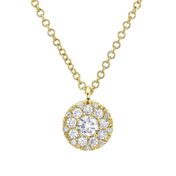 Bella Riva 0.10 Ct round 0.13 Ct Side Diamond Cluster Necklace in 14K Yellow Gold SC22008079
