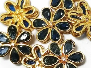 Black & Golden Flower Shaped Kundan Stones