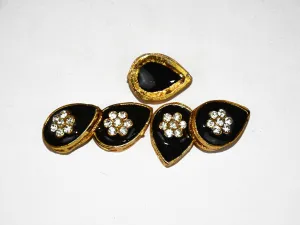 Black Designer Drop Kundan Beads