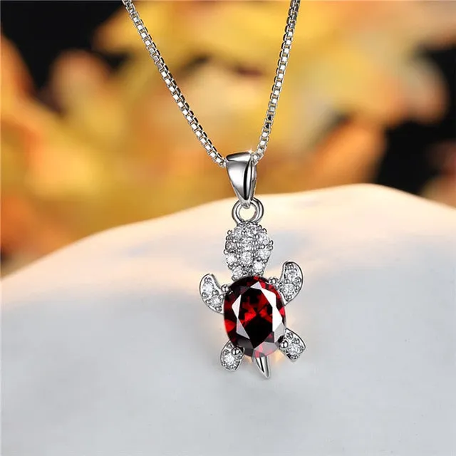 Blue Purple Oval Zircon | Save the Sea Turtle Necklace 17 Styles