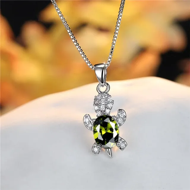 Blue Purple Oval Zircon | Save the Sea Turtle Necklace 17 Styles