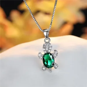 Blue Purple Oval Zircon | Save the Sea Turtle Necklace 17 Styles