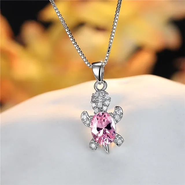 Blue Purple Oval Zircon | Save the Sea Turtle Necklace 17 Styles