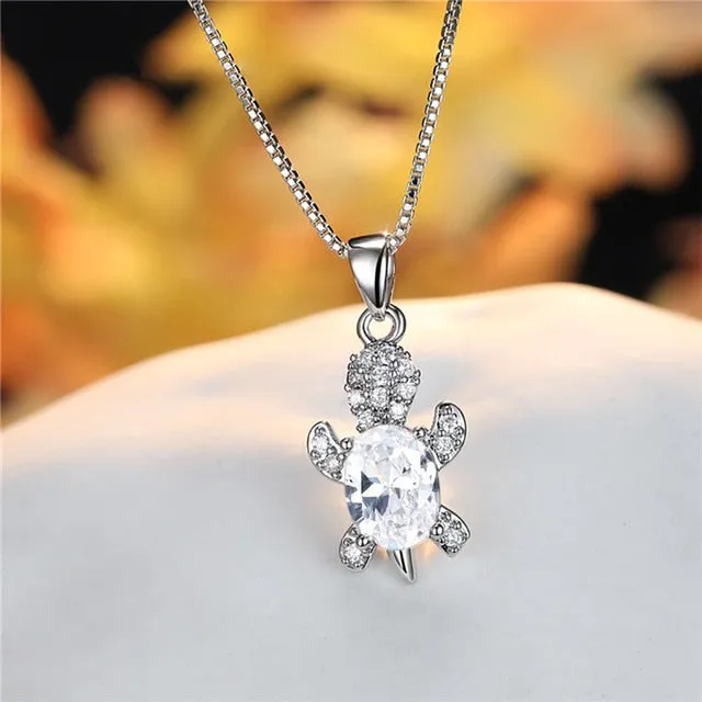 Blue Purple Oval Zircon | Save the Sea Turtle Necklace 17 Styles