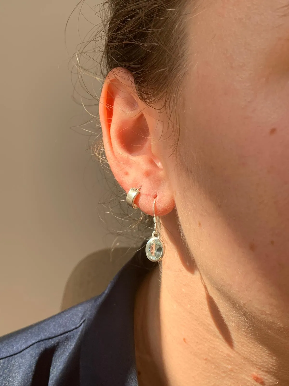 Blue Topaz Naevia Earrings - Small Oval