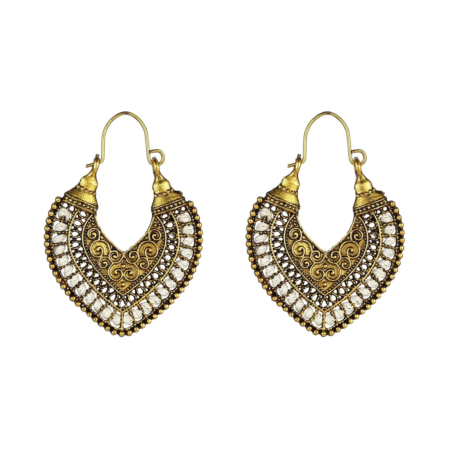 Bohemian Ethnic Heart Braided Hook Hanging Dangle Earrings for Women