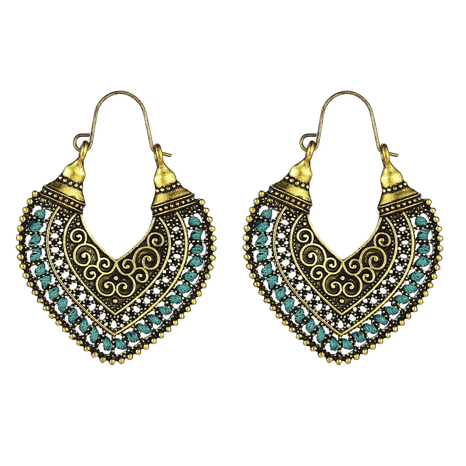 Bohemian Ethnic Heart Braided Hook Hanging Dangle Earrings for Women