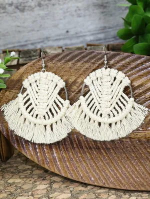 Bohemian Hand-Woven Tassel Earrings | Geometric Dangle Earrings | Women's Jewelry