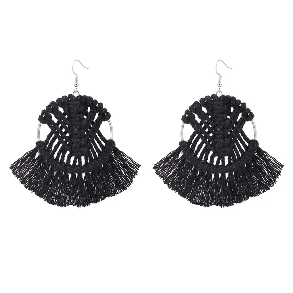 Bohemian Hand-Woven Tassel Earrings | Geometric Dangle Earrings | Women's Jewelry