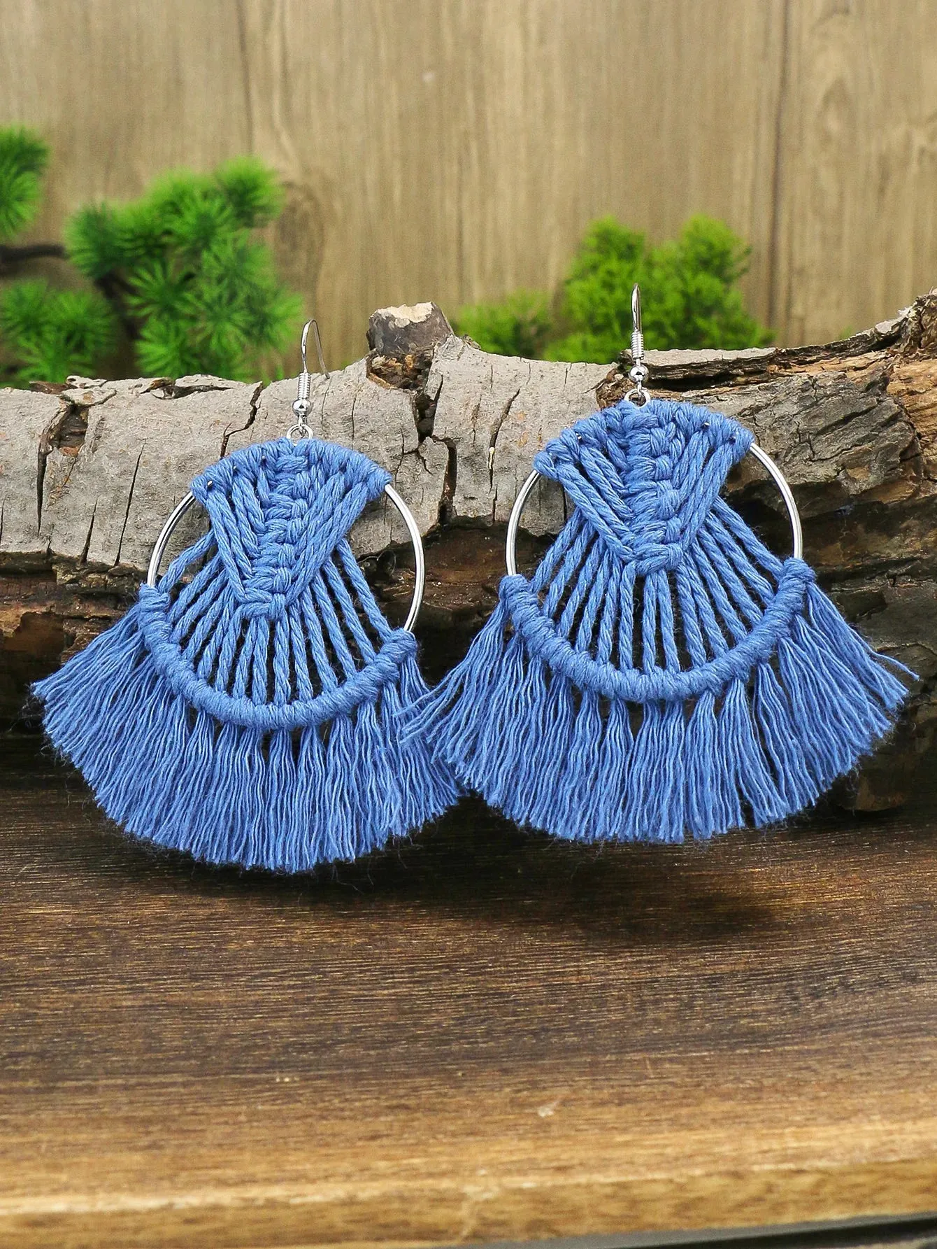 Bohemian Hand-Woven Tassel Earrings | Geometric Dangle Earrings | Women's Jewelry