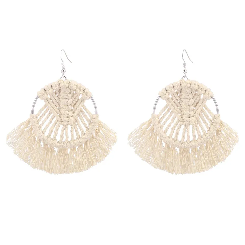 Bohemian Hand-Woven Tassel Earrings | Geometric Dangle Earrings | Women's Jewelry