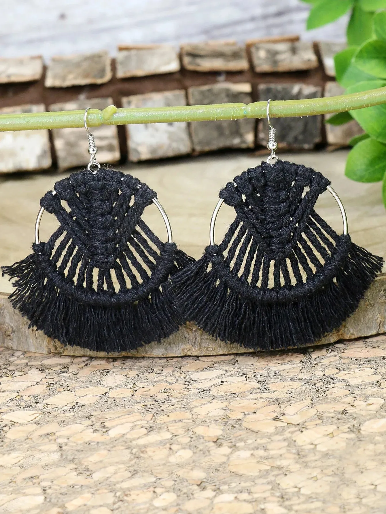 Bohemian Hand-Woven Tassel Earrings | Geometric Dangle Earrings | Women's Jewelry