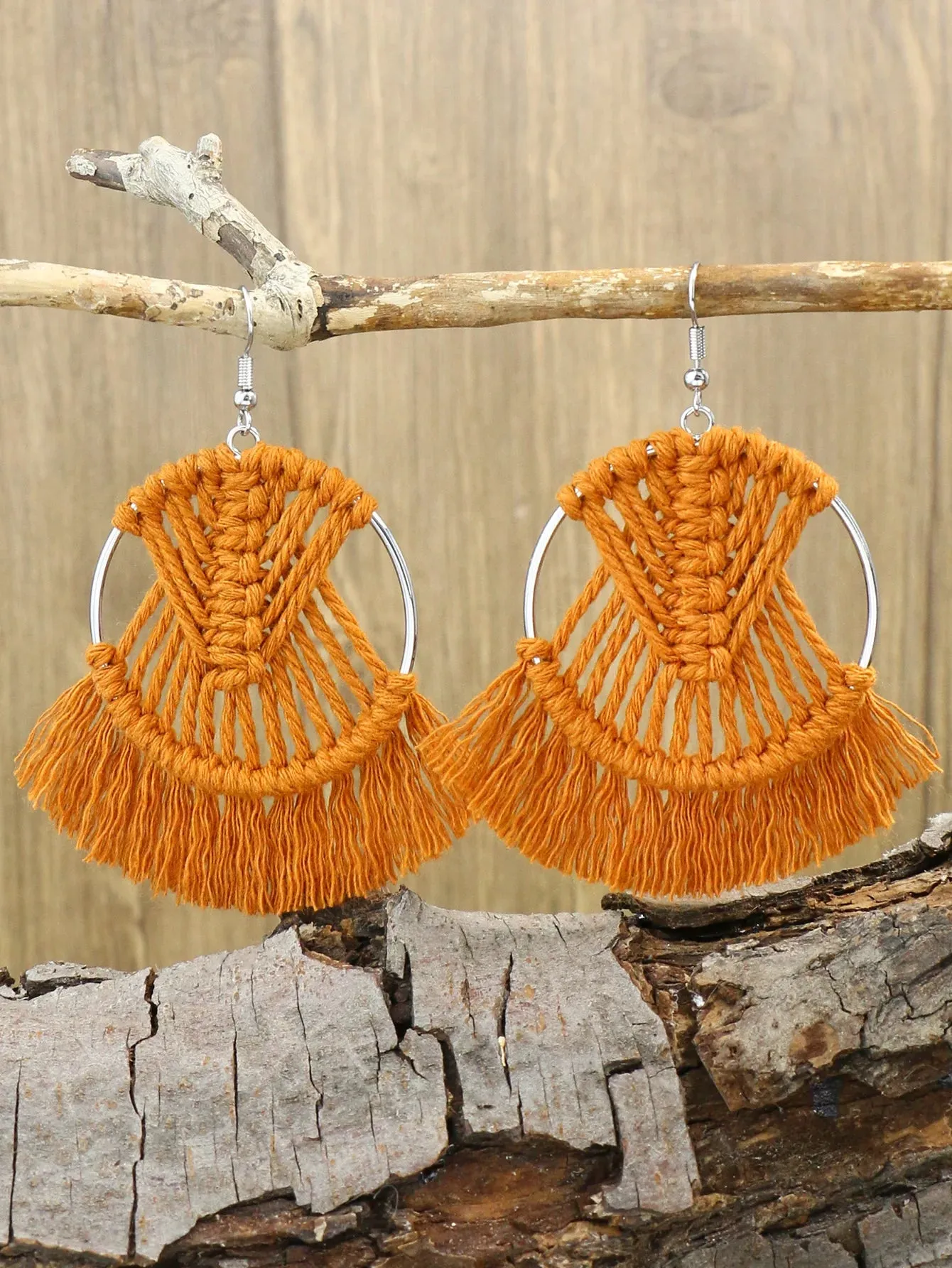 Bohemian Hand-Woven Tassel Earrings | Geometric Dangle Earrings | Women's Jewelry