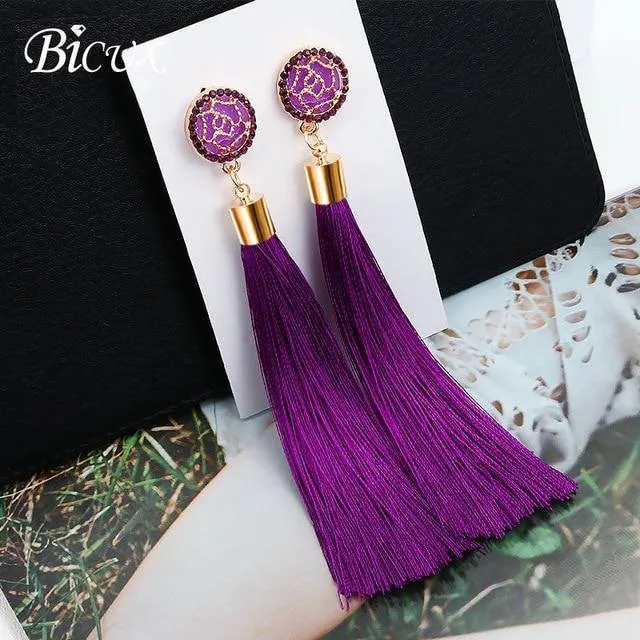 Bohemian Tassel Crystal Long Earrings