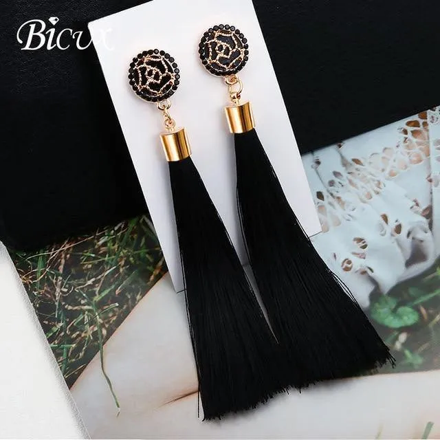 Bohemian Tassel Crystal Long Earrings
