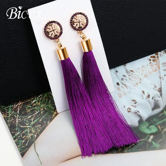 Bohemian Tassel Crystal Long Earrings
