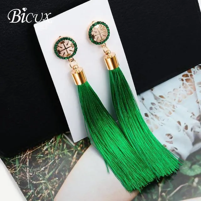 Bohemian Tassel Crystal Long Earrings