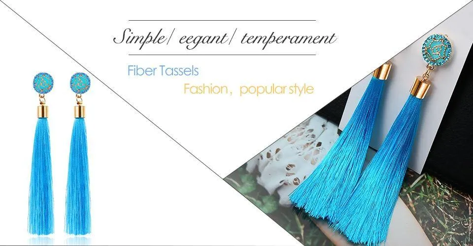 Bohemian Tassel Crystal Long Earrings