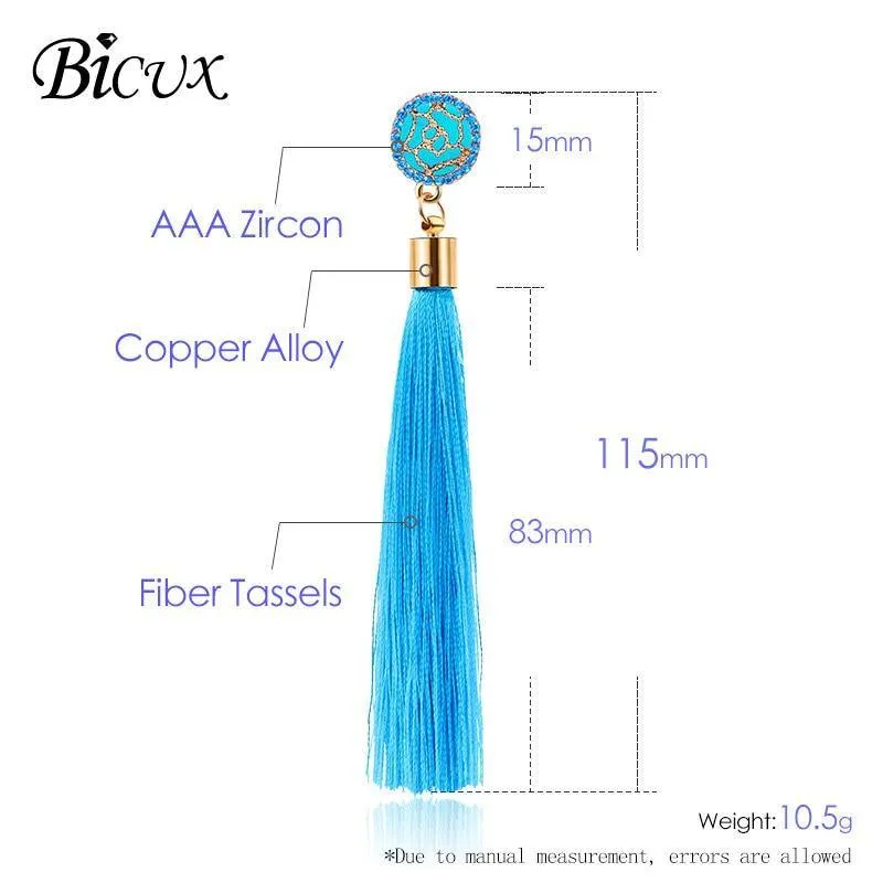 Bohemian Tassel Crystal Long Earrings