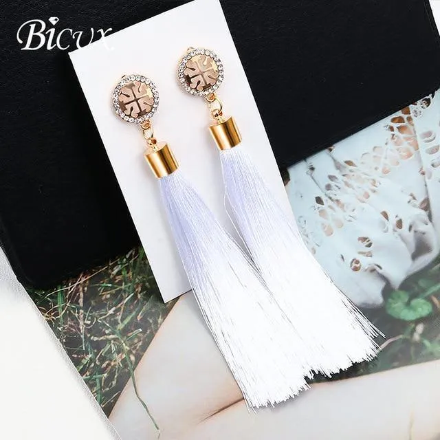Bohemian Tassel Crystal Long Earrings