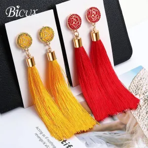 Bohemian Tassel Crystal Long Earrings