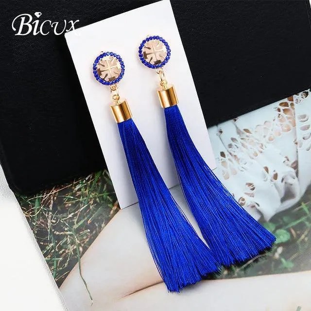 Bohemian Tassel Crystal Long Earrings