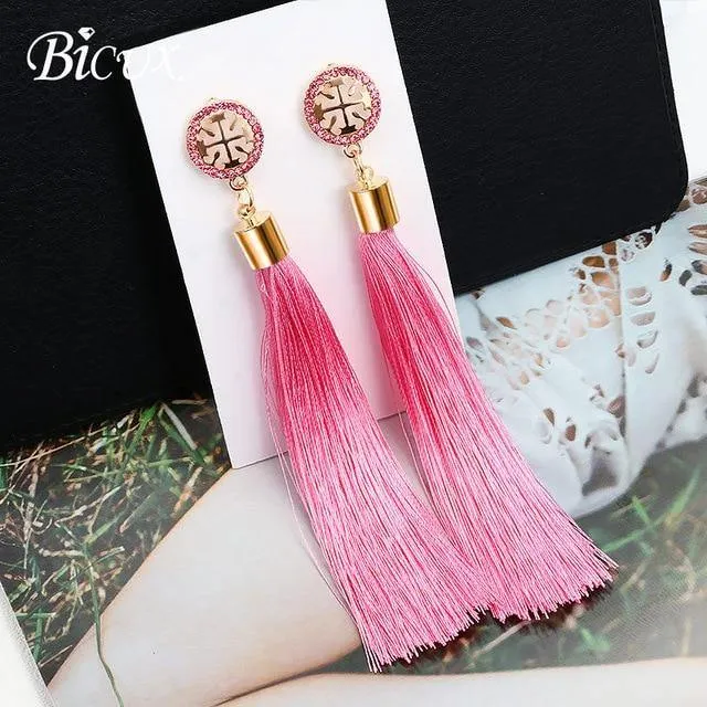 Bohemian Tassel Crystal Long Earrings