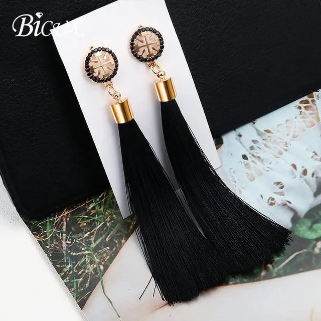 Bohemian Tassel Crystal Long Earrings