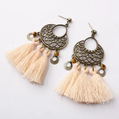 Bohemian Three Tassel Dangle Earrings
