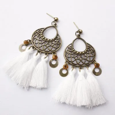 Bohemian Three Tassel Dangle Earrings