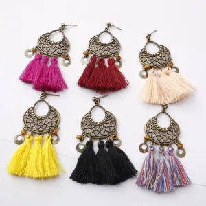 Bohemian Three Tassel Dangle Earrings